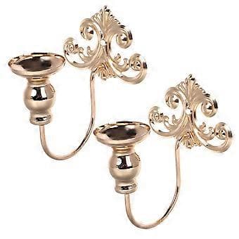 Vintage Wall Mounted Metal Candlestick, Made of Copper, European Pattern, Decorative Wall Mounted Style, 2-Pack.