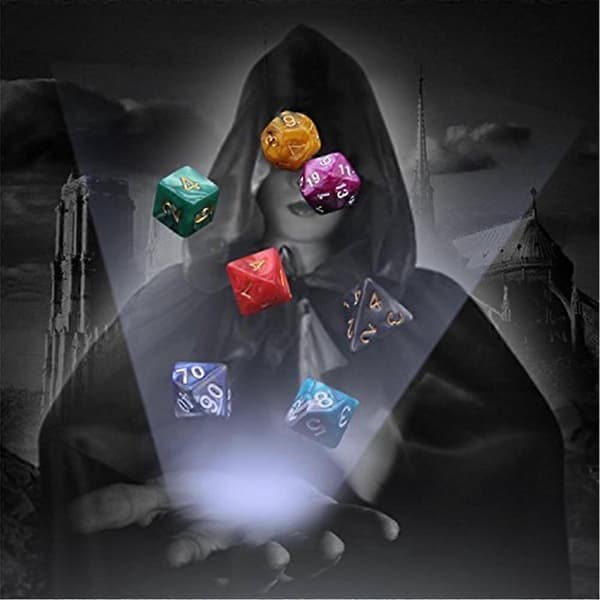 49 tofarvede, mangefacetterede terninger, til Dungeons & Dragons bordspil 240946 Multicolor