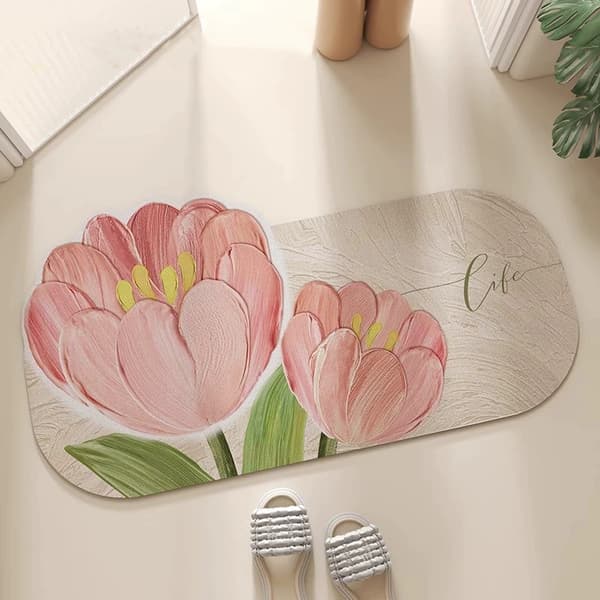 Diatomaceous Earth Bathroom Mat, Quick Dry, Fun Animal Pattern, Non-Slip, Super Absorbent, Cute Irregular Design.