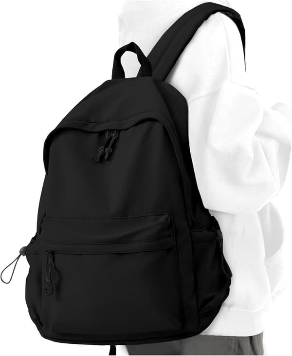 Black Backpack, Cute Backpack, Suitable for Students and Teenagers, Casual Backpack, Lightweight Everyday Backpack -C- Black