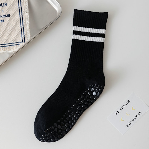 Bomulds Yoga Sokker til Kvinder - Anti-Slip Pilates Sokker, Midt-Kalv, Lange Sokker, Sportsokker, Lyselilla Light purple Average size-yoga socks