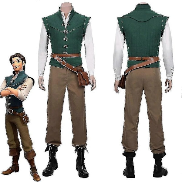 Rapunzel Flynn Rider Vuxen Kostymer för Halloween Cosplay-Xin L