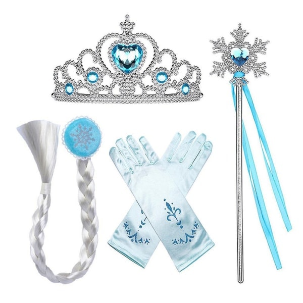 3-9 År Pigebørn Frozen Elsa Kostume Prinsesse Fancy Dress Cosplay Festkjole + Tilbehør Gaver 7-8 År