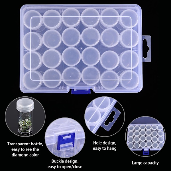 Diamantmaleri Boreflasker Perler Oppbevaringsbeholder 24 stk 24pcs Bottles with box&1 Lable