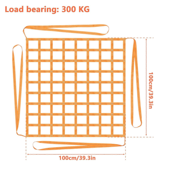 300 kg:n kuormaliina nostoon 1x1 m polyesteriliina nostoverkko kuormankantokyky kuormanripustusverkko lastaamiseen ja purkamiseen