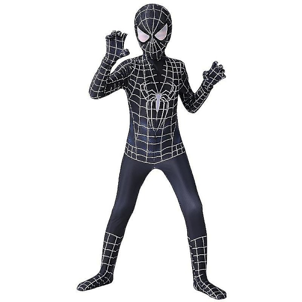 Sort Spiderman Cosplay Superhelte Kostume Børn Voksen Heldragt 120 Kids (110-120cm)