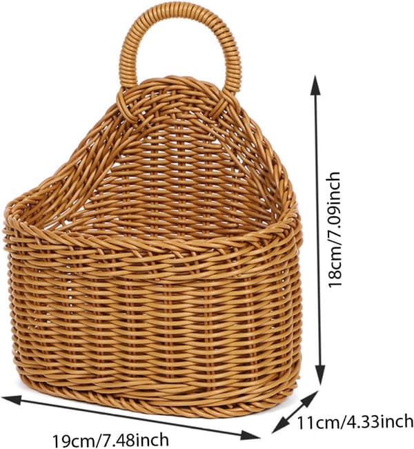 Hanging Baskets with Handles, Suspended Storage Baskets, Hanging Storage Bags, Wall-Mounted Woven Baskets Oval