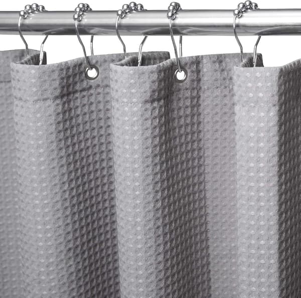 Våffelmönstrad duschdraperi, inklusive duschdraperiringar, grå, 1,2*2 meter 1.2*2m Gray