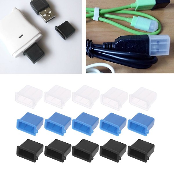 5 stk./sæt USB-støvdæksel, anti-støvstik, type A, han, låg, beskyttelse Black