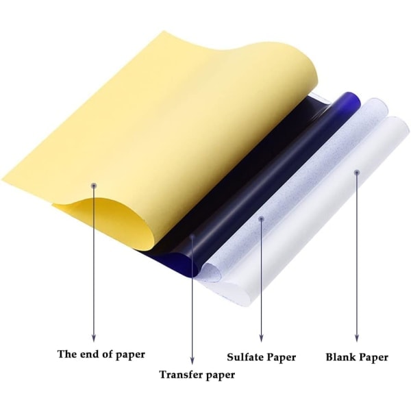30 ark tatueringskolpapper, professionellt A4-kolpapper, spårpapper, överföringspapper, stencilpapper, mall för DIY-utskrift