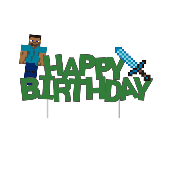 26-delars Minecraft dekorationer, tårtdekorationer, cupcake toppers, bakade dessertflaggor för Minecraft-temafest H
