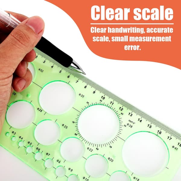 2-piece set of round ruler templates, round plastic templates for drawing geometric circles, round drawing tools with 29 round patterns.