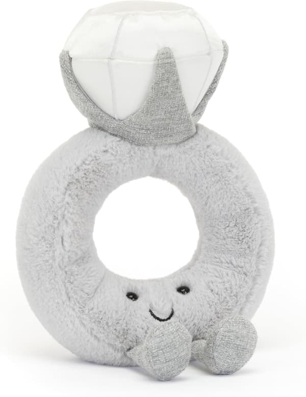 Amuseables Diamond Ring Plush, 20 cm | Wedding Ring Plush | Engagement and Wedding Gift