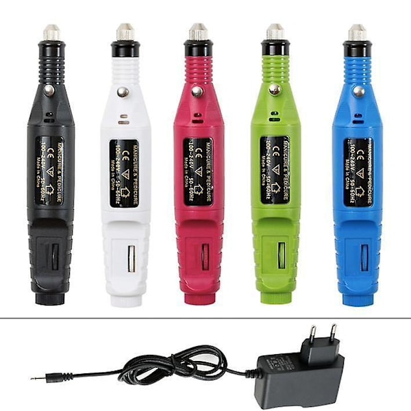 Elektrisk fil, Elektrisk neglefil, 6 stykker inkluderet Sort