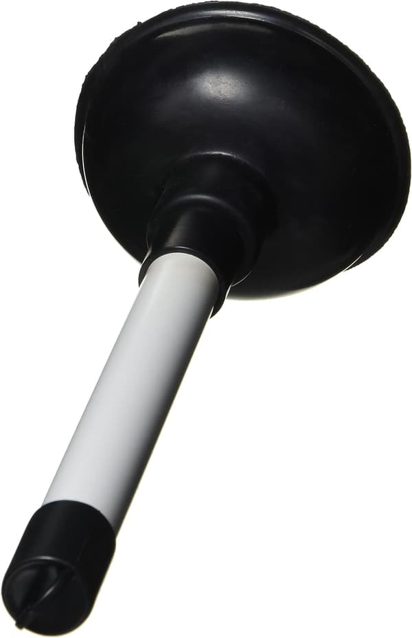 100 mm (4 inch) Sink Plunger with a 225 mm (9 inch) Plastic Handle, White/Black Diameter.