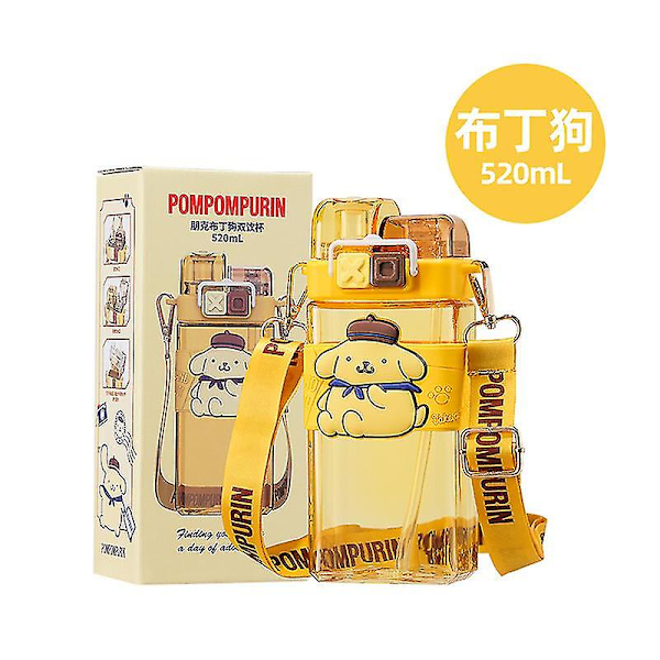 Nya Kawaii Sanrio Vattenflaskor Söta Anime Cinnamoroll Kuromi Cartoon Bärbar Mugg 520ml Flaska Present Till Barn Pojkar Flickor Present Pompompurin 520ml Pompompurin