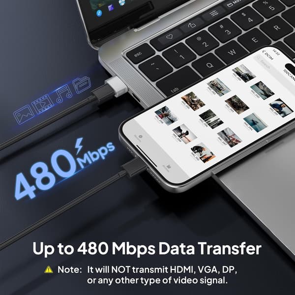 Kompatibel med iPhone 16/16e/15 Pro Max, 3-paknings billaderadapter, USB til USB-C-konverter, Type-C hunn til Type-A hann.