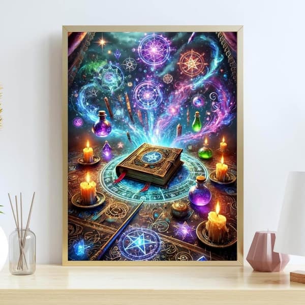 Diamantmålning – 5D Full Diamond Magic Halloween DIY Konstset Väggdekoration – 30×40 cm
