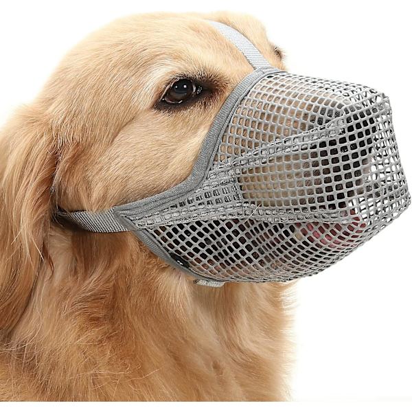 Dog Muzzle with Adjustable Strap, Soft Mesh Fabric, Suitable for Small, Medium, and Large Dogs, Grey. Gray XL