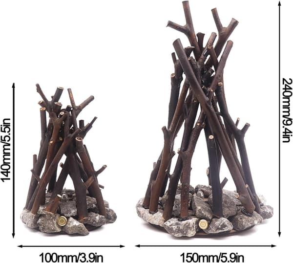 LED Night Light, Campfire Shaped LED Dimmable Wooden Lamp, Supports Three Light Modes and Flame Effects, USB Powered. L