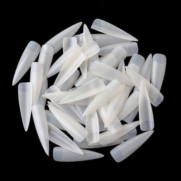 500 spetsiga, förlängda lösnaglar Mjölkvit