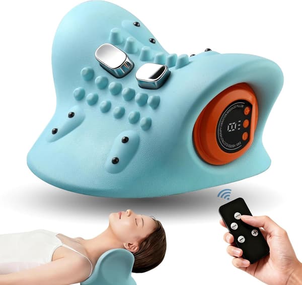This new therapeutic neck massager features electric 4D massage, a heat function, and an ergonomic design for deep tissue massage.
