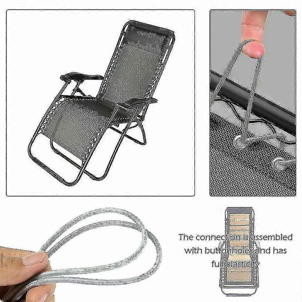 Ersättningstyg med repaccessoarer för hopfällbara utomhusloungestolar Black Grey