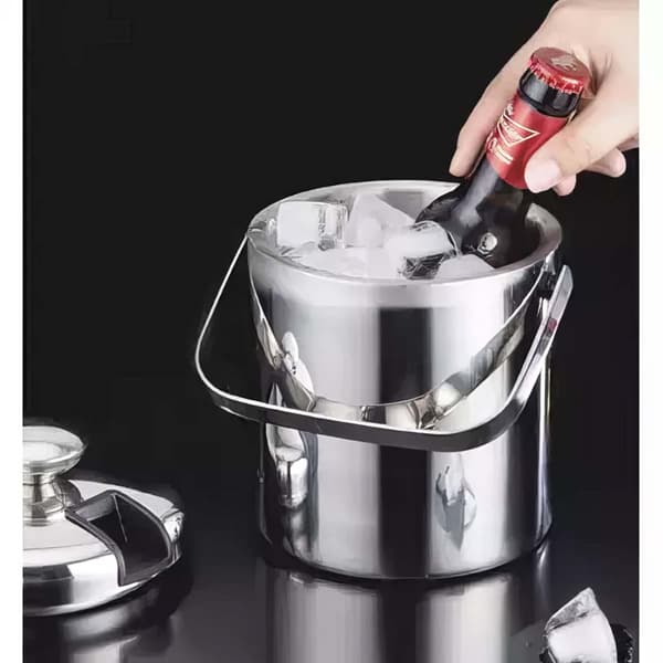 Isbøtte med lokk - 1,3 liter, sølv silver
