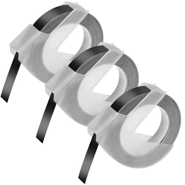 Label Tape - 3 Rolls - Black - 3D Embossed - 9 mm x 3 m