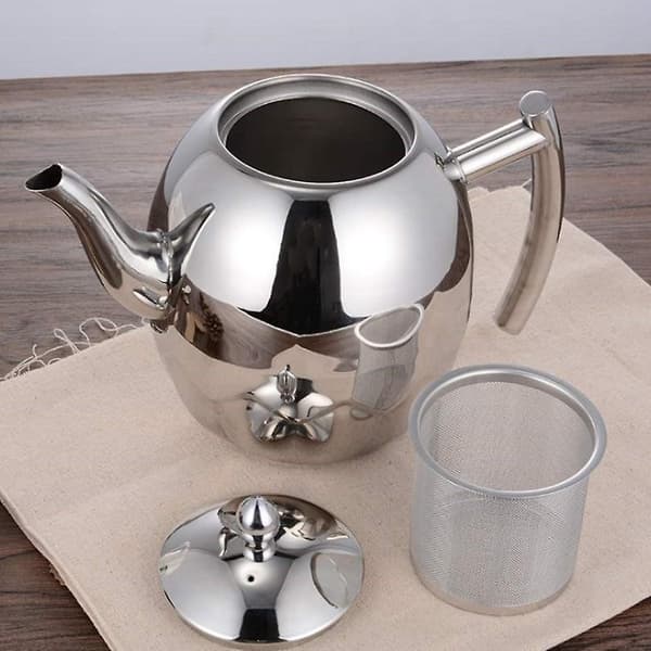 2-liters rustfritt stål tekanne med tesil, te-sett, tekanne, teinfuser