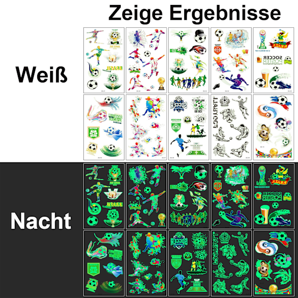20 ark fodboldtatoveringer til børn, glødende fodboldtatoveringer til drenge, midlertidige tatoveringer til børnefest, fodboldfest