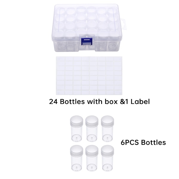 Diamantmaleri Boreflasker Perler Oppbevaringsbeholder 24 stk 24pcs Bottles with box&1 Lable