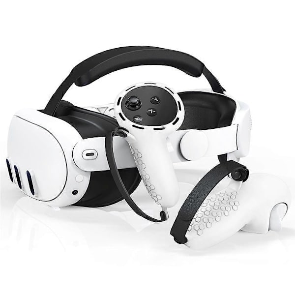 Silikondeksel til Meta Quest 3/3S Touch Controller (med håndleddsrem) - Hvit/Flerfarget