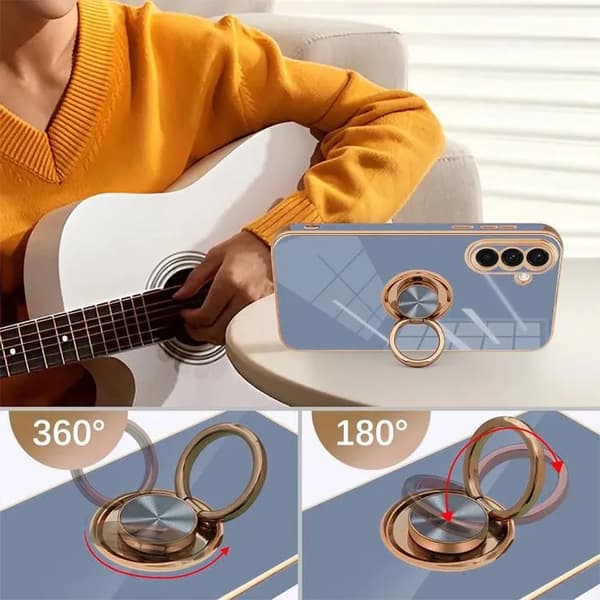 Compatible with Samsung Galaxy S26 Ultra Protective Case, Thin and Light Silicone Material, with 360° Rotating Ring - Blue Blå