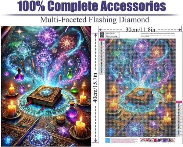 Diamantmaling – 5D Full Diamond Magic Halloween DIY Kunstsett Veggdekorasjon – 30×40 cm
