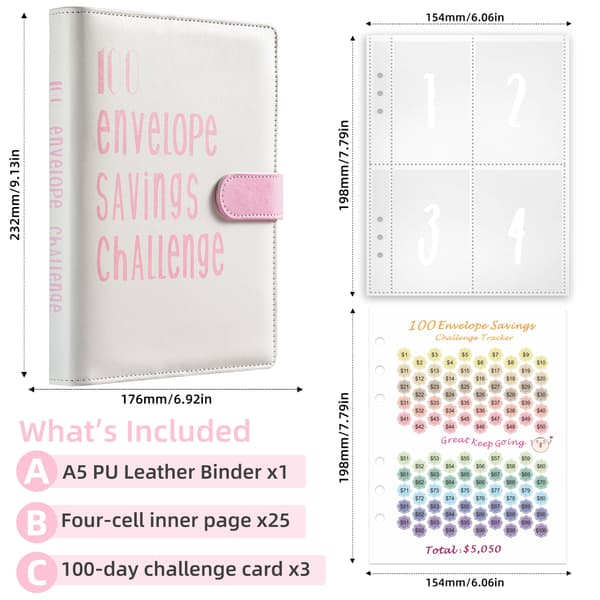 Sparutmaning: Rosa kontantkuvert budgetmapp Pink 377