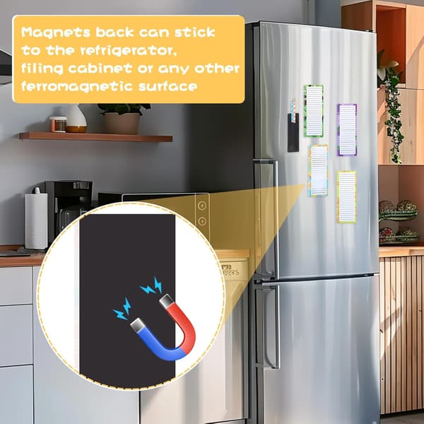 4-pack Magnetic Notepads, Suitable for Office - 200 Fruit Patterned Shopping Lists, with Pen Holder, Strong Magnetic Refrigerator Magnets. Fruit 1