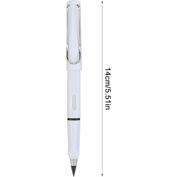 Pennor, Bærbar Evighedspen, Genanvendelig Viskelæder, Metal Blækfri Skrivekugle, Udskiftelig Grafitspids Pen, til Studerende White
