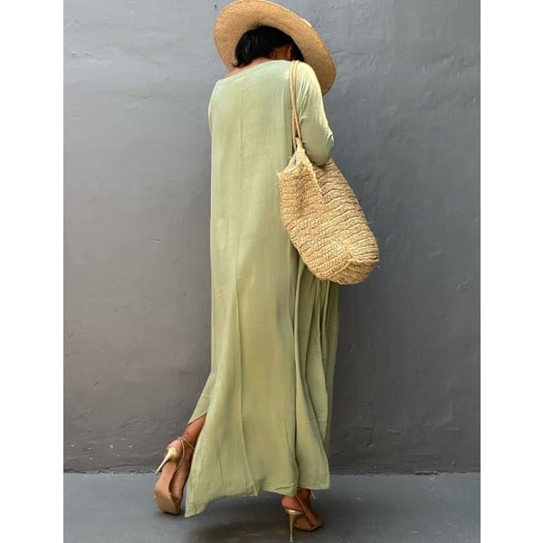 Damernas Lösa Kortärmad Strandkaftan Klänning Baddräkt Cover Ups