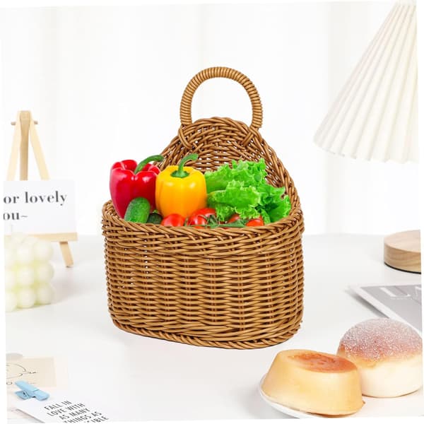 Hanging Baskets with Handles, Suspended Storage Baskets, Hanging Storage Bags, Wall-Mounted Woven Baskets Oval