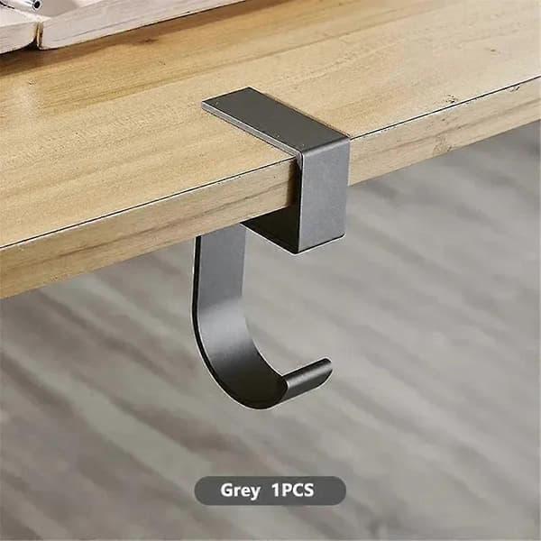 10 Irregularly Shaped Desk Hooks, Hanging Bag Holders for Student Desks, Removable Bag Holders for Office, Grey.