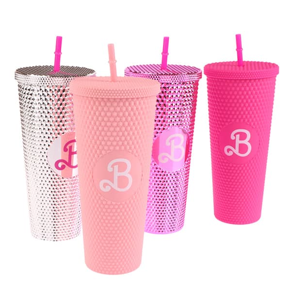 710 ml Barbie-glasflaska, Barbie rosa sugrörsmugg, söt rosa Pink