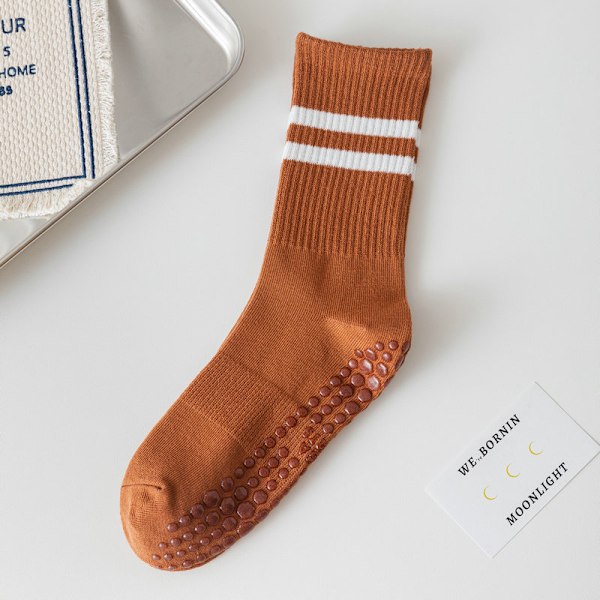 Bomulls-yogasockor för kvinnor, halkfria pilates-sockor, mid-calf, halkfria sockor, långa sockor, atletiska sockor Oran Orange Average size-yoga socks