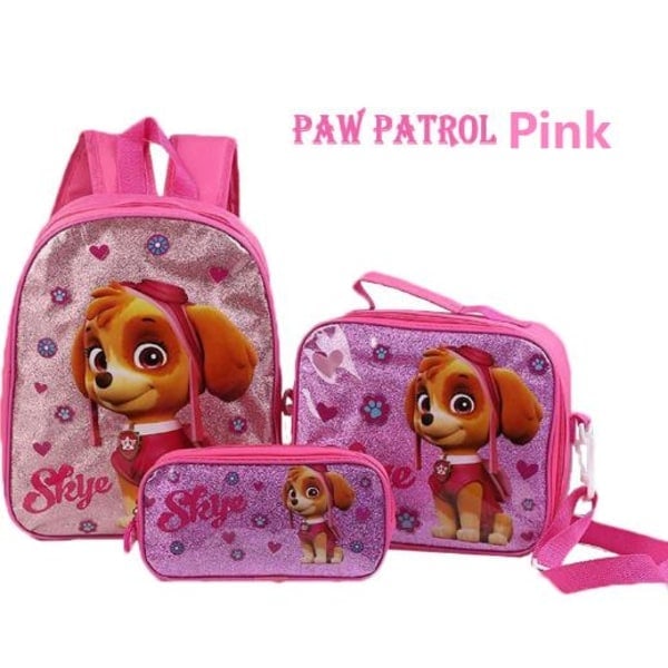 Rosa Paw Patrol Rygsæk Skolesæt 3-pak Gaveidé Rosa