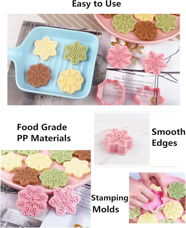 3D Snøfnugg Kakestempelsett - Snøfnugg i matkvalitetsplast