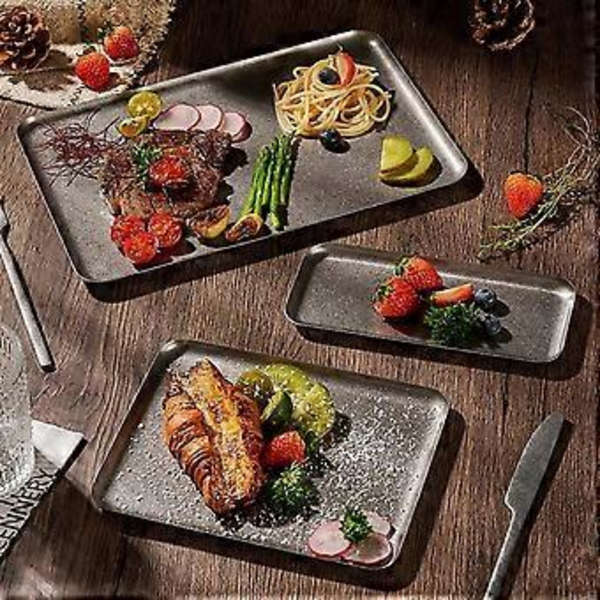 Rektangulär bricka, köksbakplåt, matbricka, förvaringsbricka, restaurangbakplåt (22 cm x 9,7 cm)
