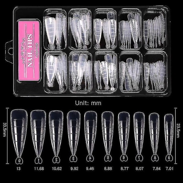 TG 100 st Poly Gel Snabbbyggnadsformar för naglar Dubbla formar Fingerförlängning Nagelkonst UV-byggare Lätt att hitta Nagelverktyg