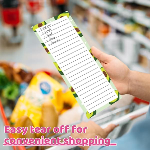 4-pack Magnetic Notepads, Suitable for Office - 200 Fruit Patterned Shopping Lists, with Pen Holder, Strong Magnetic Refrigerator Magnets. Fruit 2