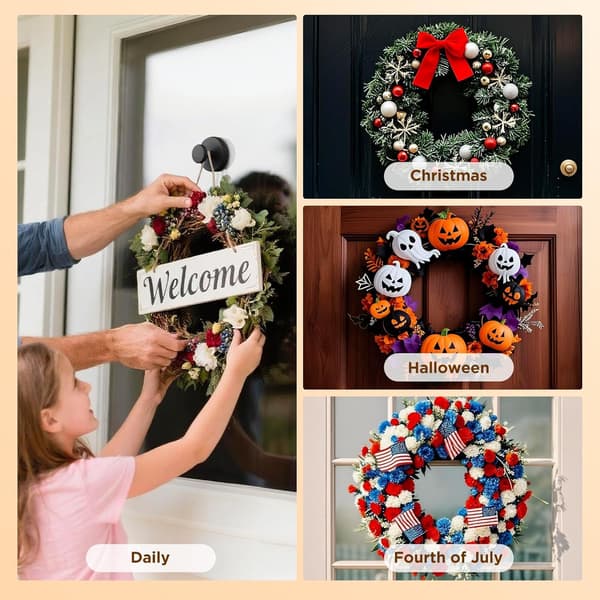 Blomsterkranskroge, velegnet til glasvinduer/døre/udendørs (sort, 2-pak)