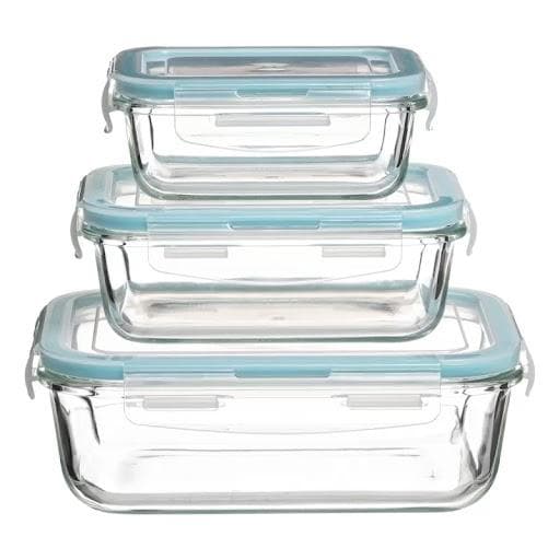 3 Glass Food Containers - Oven Safe